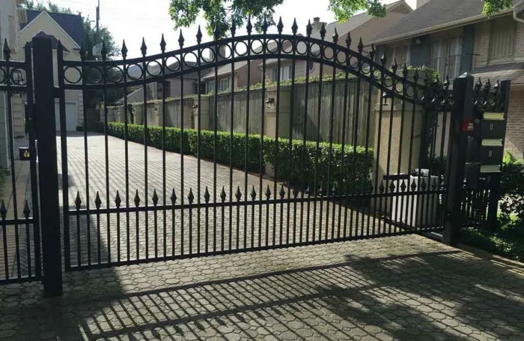 A stylish and robust electric gate designed for Houston homeowners who value safety with elegance.