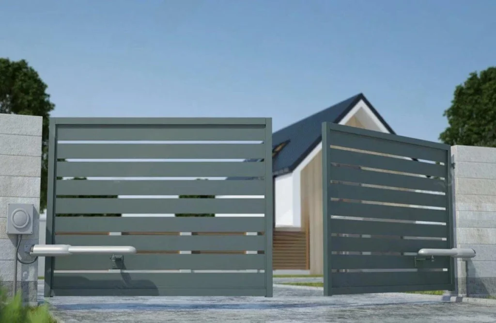 A sleek, modern smart gate designed for smart gates in Houston homes — offering quiet automation and top-tier security.